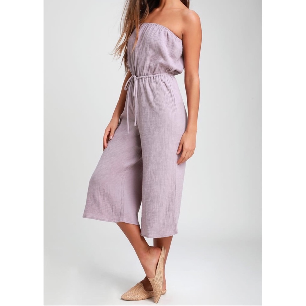 Lulu’s Lavender Strapless Jumpsuit